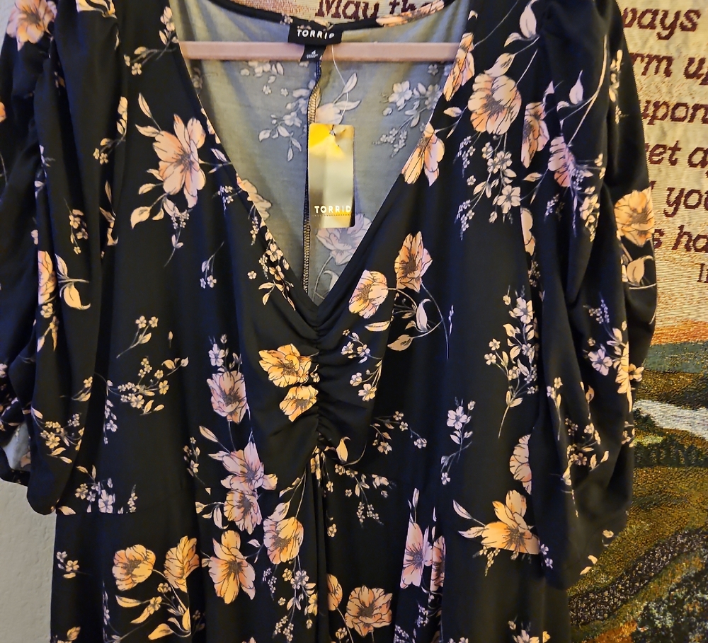 Torrid Black and Pink Floral Dress